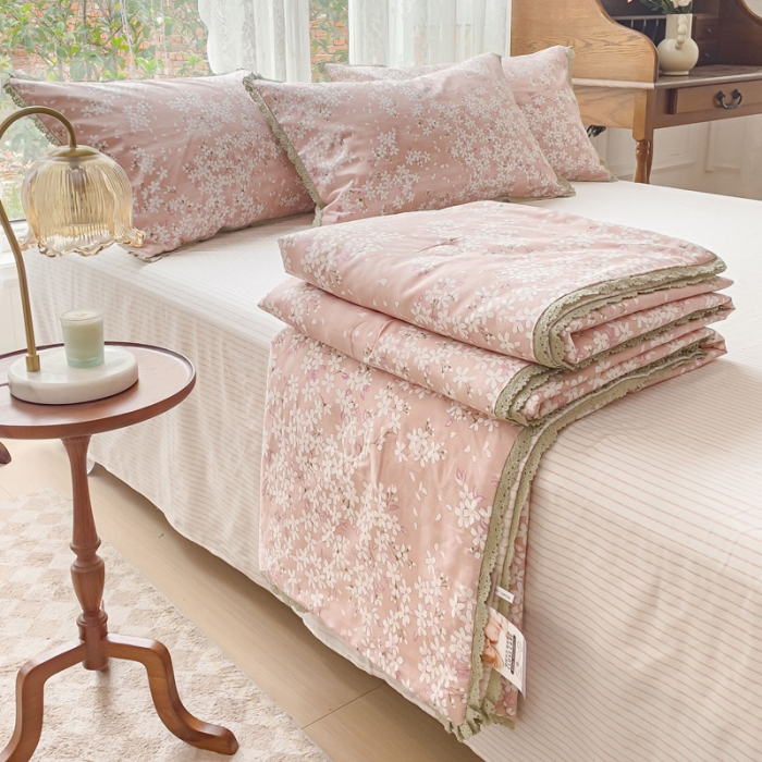 91家纺网 家纺一手货源 找家纺 千朵 2023新款全棉大豆夏被四件套 富士山下