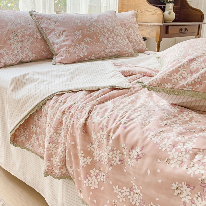 91家纺网 家纺一手货源 找家纺 千朵 2023新款全棉大豆夏被四件套 富士山下