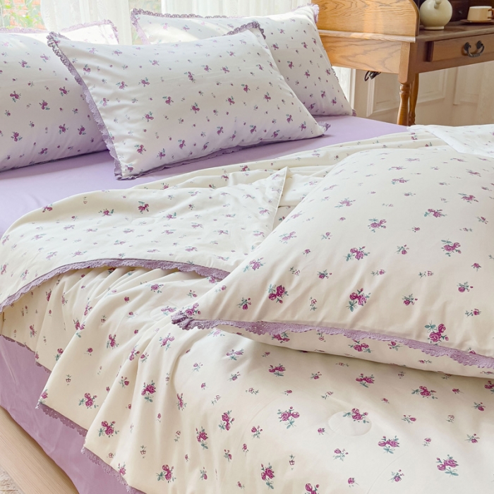 91家纺网 家纺一手货源 找家纺 千朵 2023新款全棉大豆夏被四件套 夏日恋