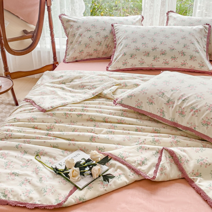 91家纺网 家纺一手货源 找家纺 千朵 2023新款全棉大豆夏被四件套 小欢喜