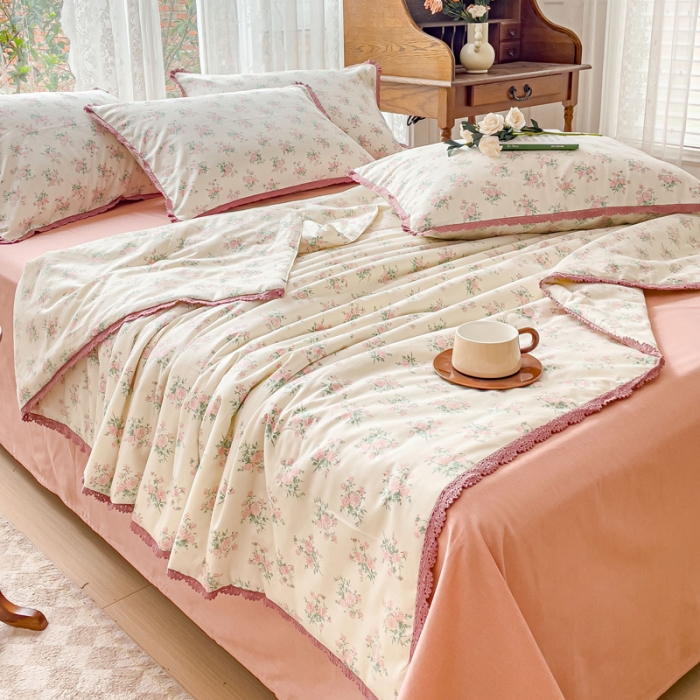 91家纺网 家纺一手货源 找家纺 千朵 2023新款全棉大豆夏被四件套 小欢喜