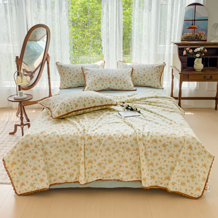 91家纺网 家纺一手货源 找家纺 千朵 2023新款全棉大豆夏被四件套 依恋