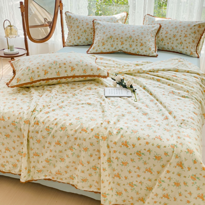 91家纺网 家纺一手货源 找家纺 千朵 2023新款全棉大豆夏被四件套 依恋