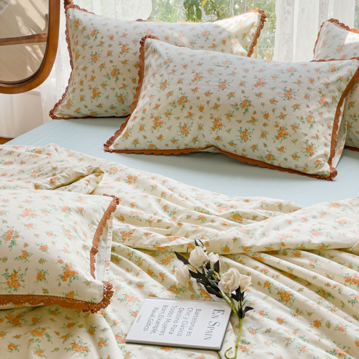 91家纺网 家纺一手货源 找家纺 千朵 2023新款全棉大豆夏被四件套 依恋