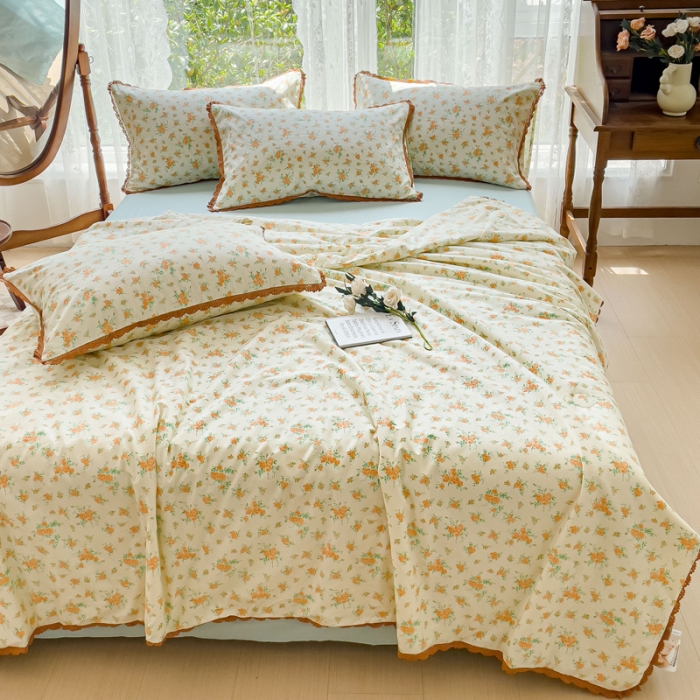 91家纺网 家纺一手货源 找家纺 千朵 2023新款全棉大豆夏被四件套 依恋