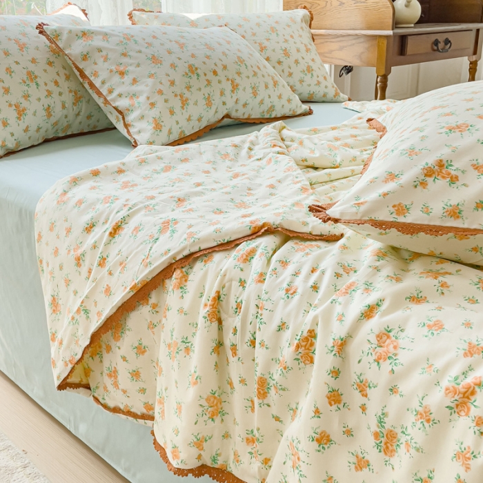 91家纺网 家纺一手货源 找家纺 千朵 2023新款全棉大豆夏被四件套 依恋