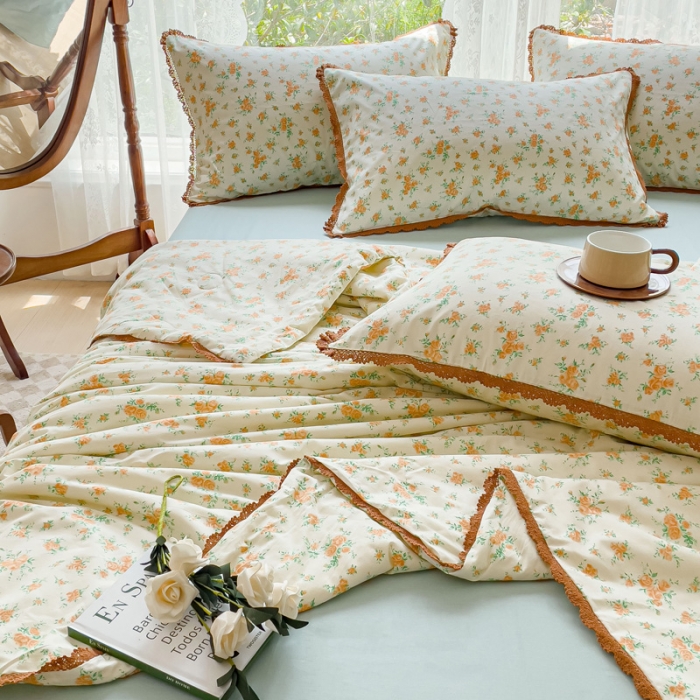 91家纺网 家纺一手货源 找家纺 千朵 2023新款全棉大豆夏被四件套 依恋