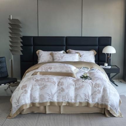 91家纺网 家纺一手货源 找家纺 时亿家居 2023新款80天丝安东尼系列夏被四件套 安东尼梵克金