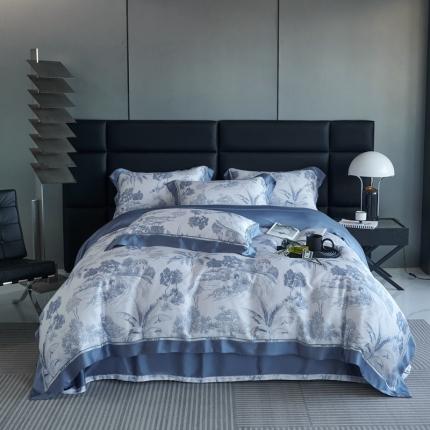 时亿家居 2023新款80天丝安东尼系列夏被四件套 安东尼沉稳蓝