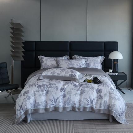 91家纺网 家纺一手货源 找家纺 （总）榻尚家居 2023新款清风醉系列80印花天丝夏被四件套