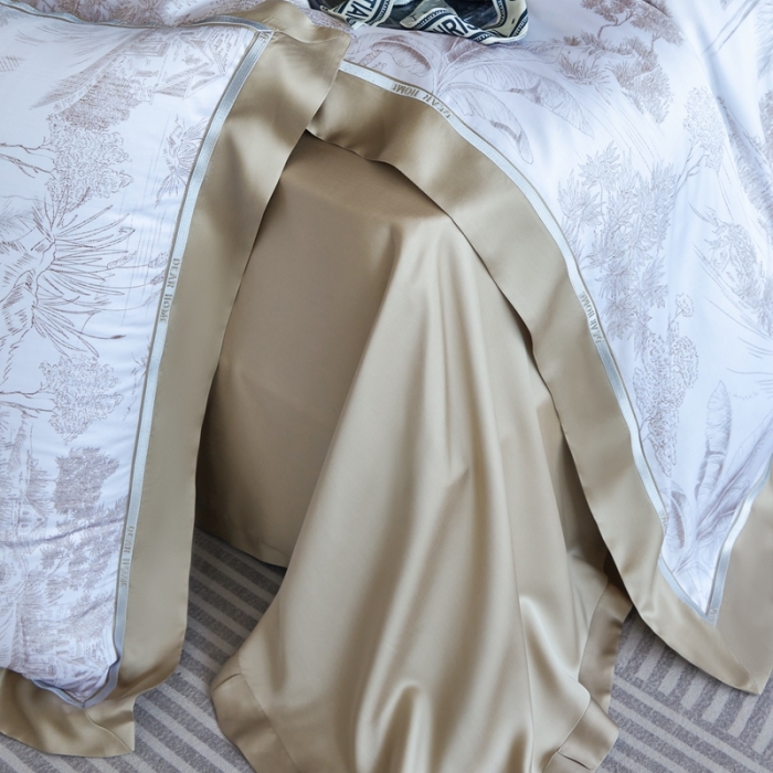 91家纺网 家纺一手货源 找家纺 榻尚家居 2023新款清风醉系列80印花天丝夏被四件套 清风醉金