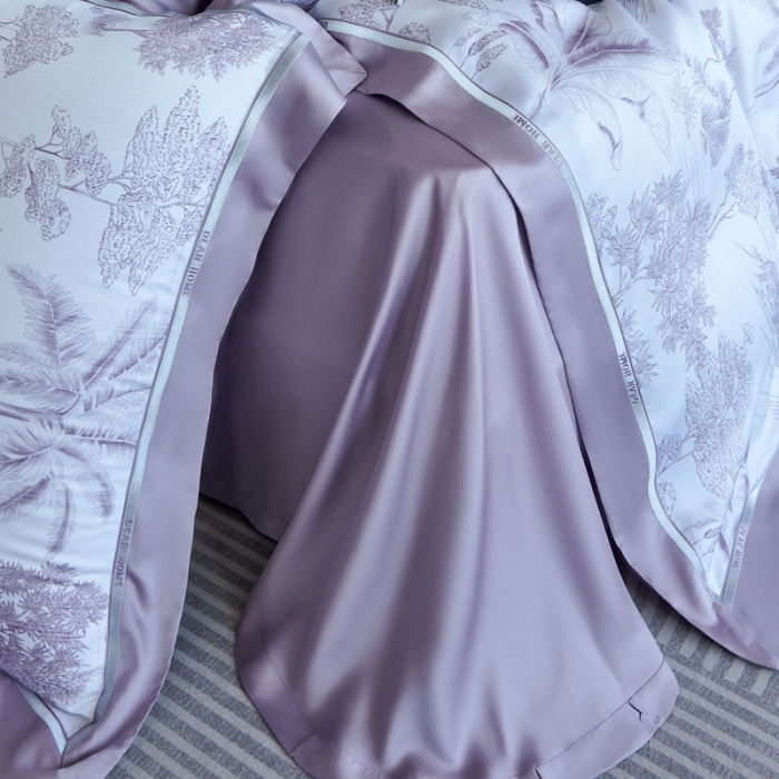 91家纺网 家纺一手货源 找家纺 榻尚家居 2023新款清风醉系列80印花天丝夏被四件套 清风醉紫