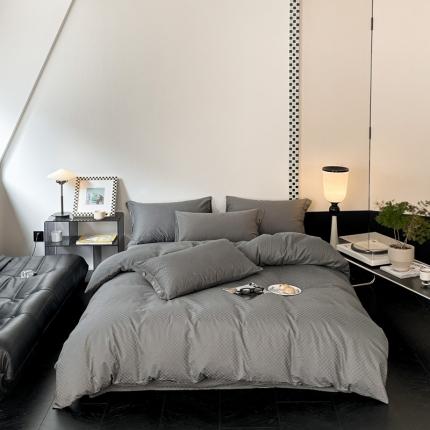 91家纺网 家纺一手货源 找家纺 （总）三朵家纺 2023新款全棉 提花贡缎锻格四件套-场景三