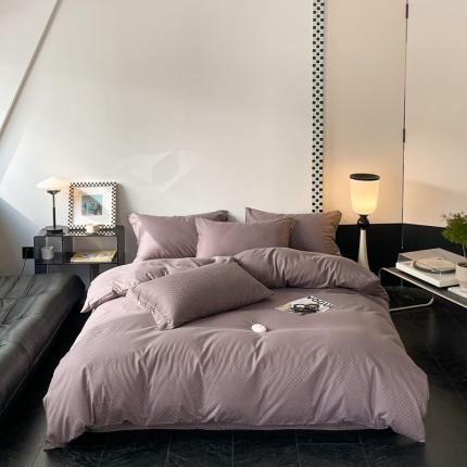 91家纺网 家纺一手货源 找家纺 （总）三朵家纺 2023新款全棉 提花贡缎锻格四件套-场景三