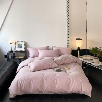 91家纺网 家纺一手货源 找家纺 （总）三朵家纺 2023新款全棉 提花贡缎锻格四件套-场景三