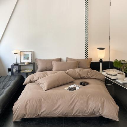 91家纺网 家纺一手货源 找家纺 （总）三朵家纺 2023新款全棉 提花贡缎锻格四件套-场景三