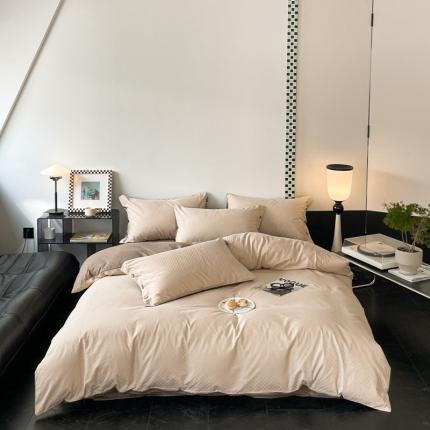 91家纺网 家纺一手货源 找家纺 （总）三朵家纺 2023新款全棉 提花贡缎锻格四件套-场景三