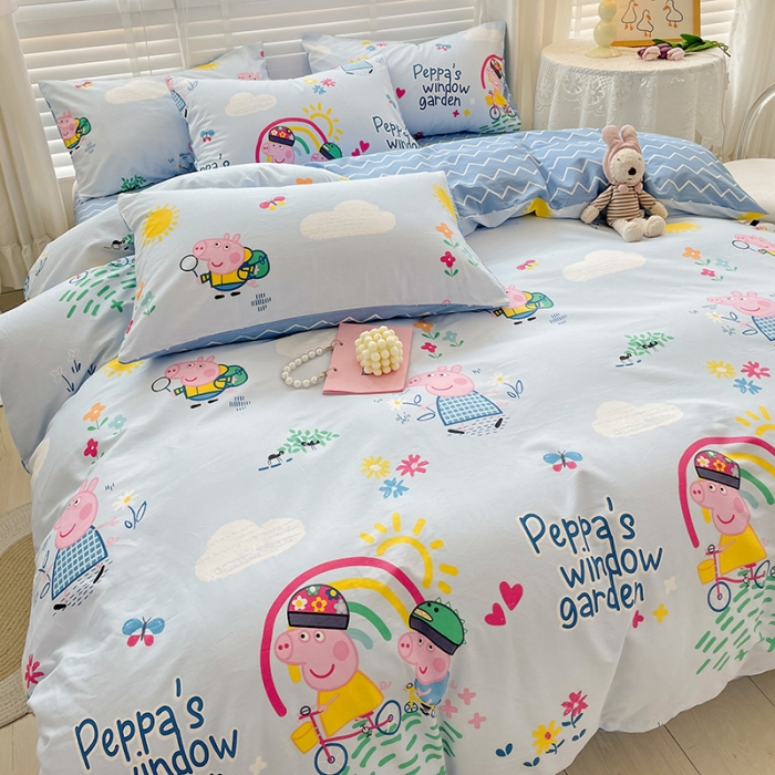 91家纺网 家纺一手货源 找家纺 梦家居2023新款小猪佩奇系列全棉单被套乔治家族