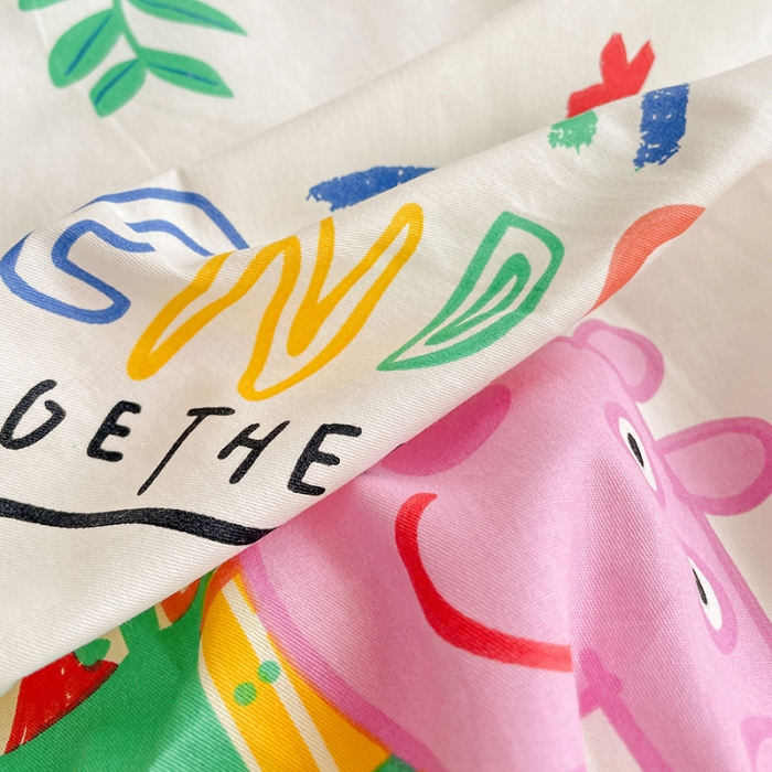 91家纺网 家纺一手货源 找家纺 梦家居2023新款小猪佩奇系列全棉单被套彩虹佩奇