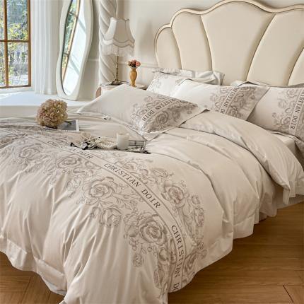 91家纺网 家纺一手货源 找家纺 蓝米卡夫2024新款A类少女心花卉数码系列四件套-花漾 花漾-白