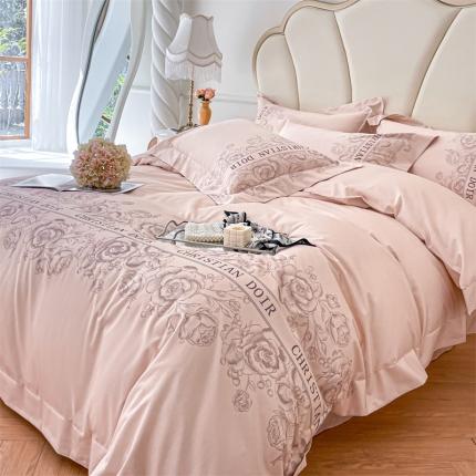 91家纺网 家纺一手货源 找家纺 蓝米卡夫2024新款A类少女心花卉数码系列四件套-花漾 花漾-粉