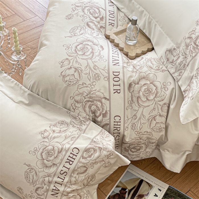 91家纺网 家纺一手货源 找家纺 蓝米卡夫2024新款A类少女心花卉数码系列四件套-花漾 花漾-白