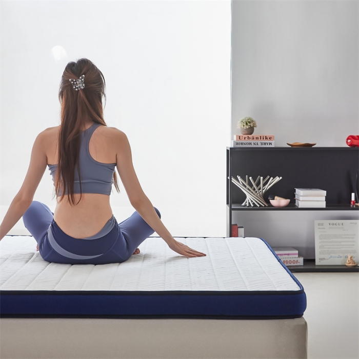 91家纺网 家纺一手货源 找家纺 时奥2023新款防螨梦幻蓝乳胶护脊3E椰棕床垫3分棕（5cm）（包邮）