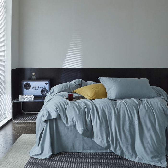 91家纺网 家纺一手货源 找家纺 艾莱家纺 2023新款A类长绒棉水洗80提花埋线工艺款四件套艾华仕雾兰