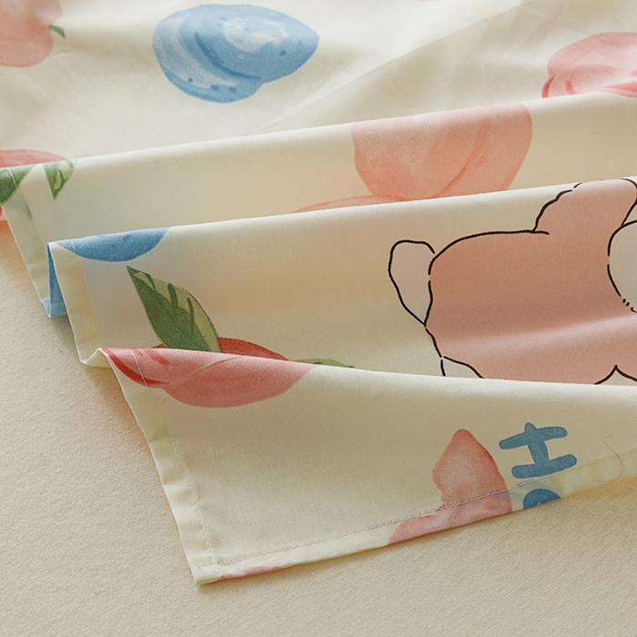 91家纺网 家纺一手货源 找家纺 麦伦 2023新款 全棉小清新单品床单系列 蜜桃兔