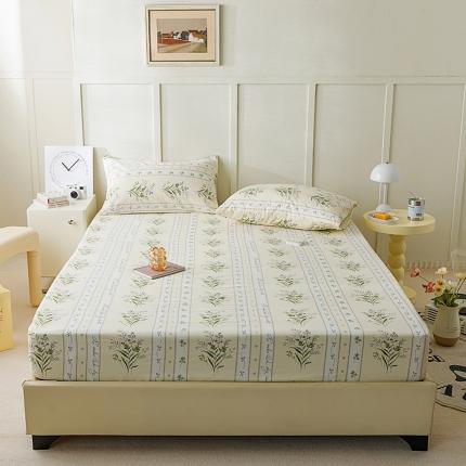 91家纺网 家纺一手货源 找家纺 麦伦 2023新款 全棉小清新单品床笠系列 叶墨新晨