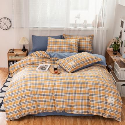 91家纺网 家纺一手货源 找家纺 芷凡2023新款条纹色织水洗棉系列—四件套