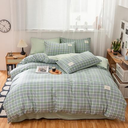 91家纺网 家纺一手货源 找家纺 芷凡2023新款条纹色织水洗棉系列—四件套