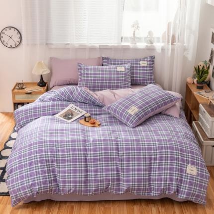 91家纺网 家纺一手货源 找家纺 芷凡2023新款条纹色织水洗棉系列—四件套