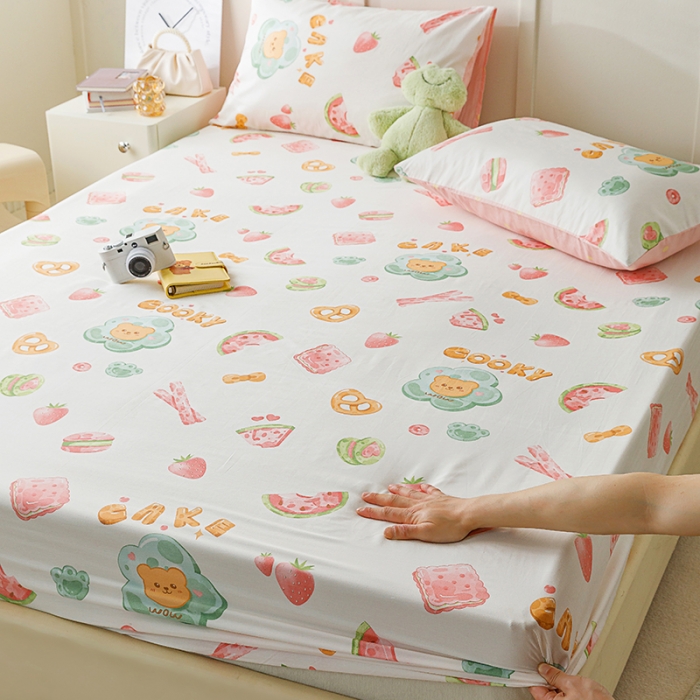 91家纺网 家纺一手货源 找家纺 麦伦 2023新款 全棉小清新单品床笠系列 草莓果干