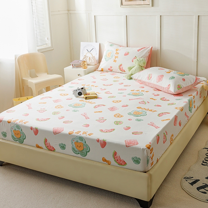 91家纺网 家纺一手货源 找家纺 麦伦 2023新款 全棉小清新单品床笠系列 草莓果干