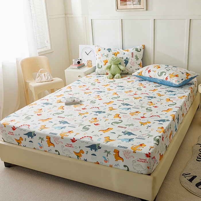 91家纺网 家纺一手货源 找家纺 麦伦 2023新款 全棉小清新单品床笠系列 恐龙幻想