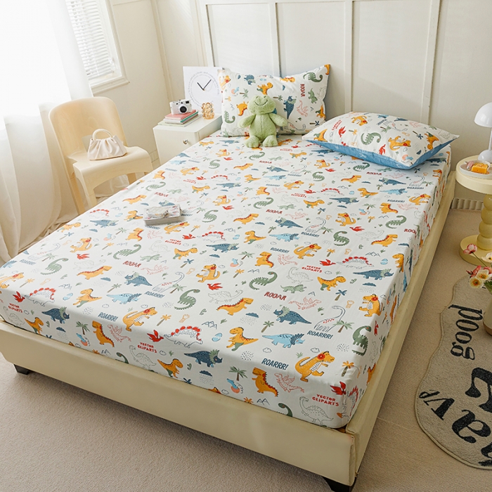 91家纺网 家纺一手货源 找家纺 麦伦 2023新款 全棉小清新单品床笠系列 恐龙幻想