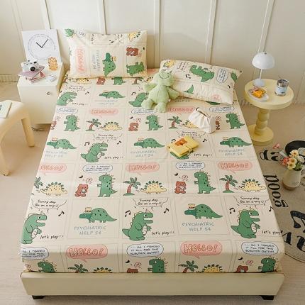 麦伦 2023新款 全棉小清新单品床笠系列 恐龙萌游记