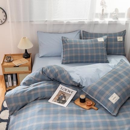 91家纺网 家纺一手货源 找家纺 芷凡2023新款条纹色织水洗棉系列—单被套 流光-蓝