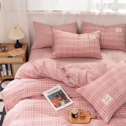 91家纺网 家纺一手货源 找家纺 芷凡2023新款条纹色织水洗棉系列—单被套 清伊-豆沙