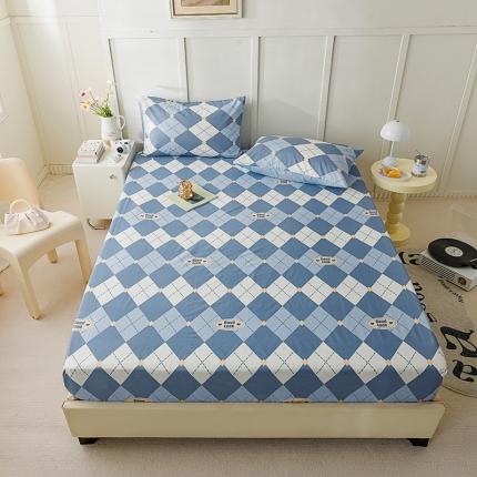 麦伦 2023新款 全棉小清新单品床笠系列 英伦格蓝