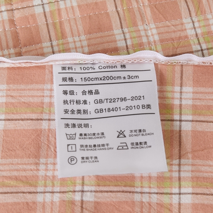 91家纺网 家纺一手货源 找家纺 上喜 热卖色织全棉学生床盖三件套 橙红小格