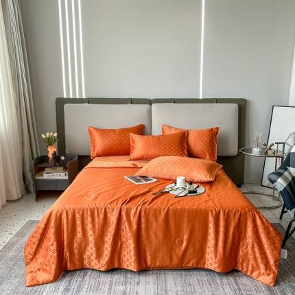 91家纺网 家纺一手货源 找家纺 澳洲羽 2024新款提花夏被四件套 橙色