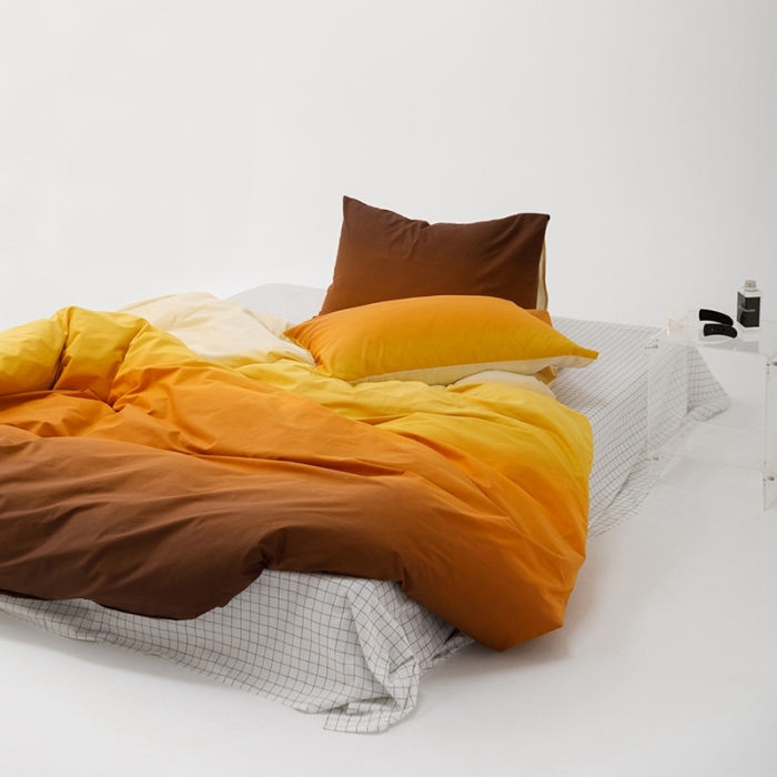 91家纺网 家纺一手货源 找家纺 朵希曼 2026新款全棉渐变色系列四件套 落日