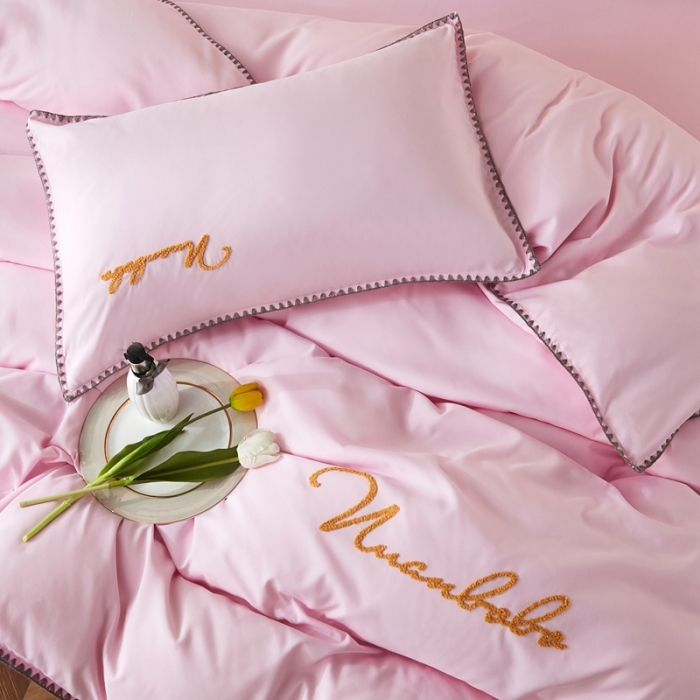 91家纺网 家纺一手货源 找家纺 （总）啊雅 2025新款A类水洗棉贝壳边毛巾绣四件套