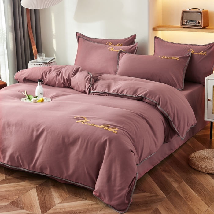 91家纺网 家纺一手货源 找家纺 啊雅 2025新款A类水洗棉贝壳边毛巾绣四件套 时尚酱