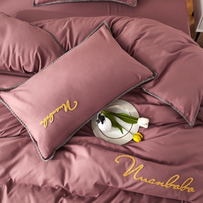 91家纺网 家纺一手货源 找家纺 啊雅 2025新款A类水洗棉贝壳边毛巾绣四件套 时尚酱