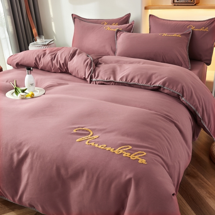 91家纺网 家纺一手货源 找家纺 啊雅 2025新款A类水洗棉贝壳边毛巾绣四件套 时尚酱