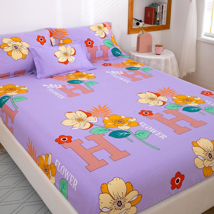 91家纺网 家纺一手货源 找家纺 雨萝家纺 2022新款纯棉四件套全棉学生宿舍三件套 快乐心情