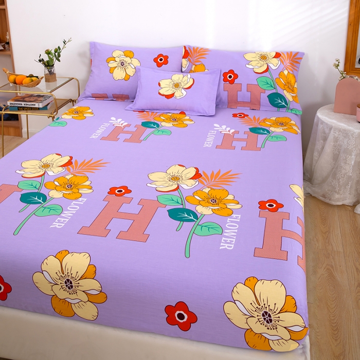 91家纺网 家纺一手货源 找家纺 雨萝家纺 2022新款纯棉四件套全棉学生宿舍三件套 快乐心情